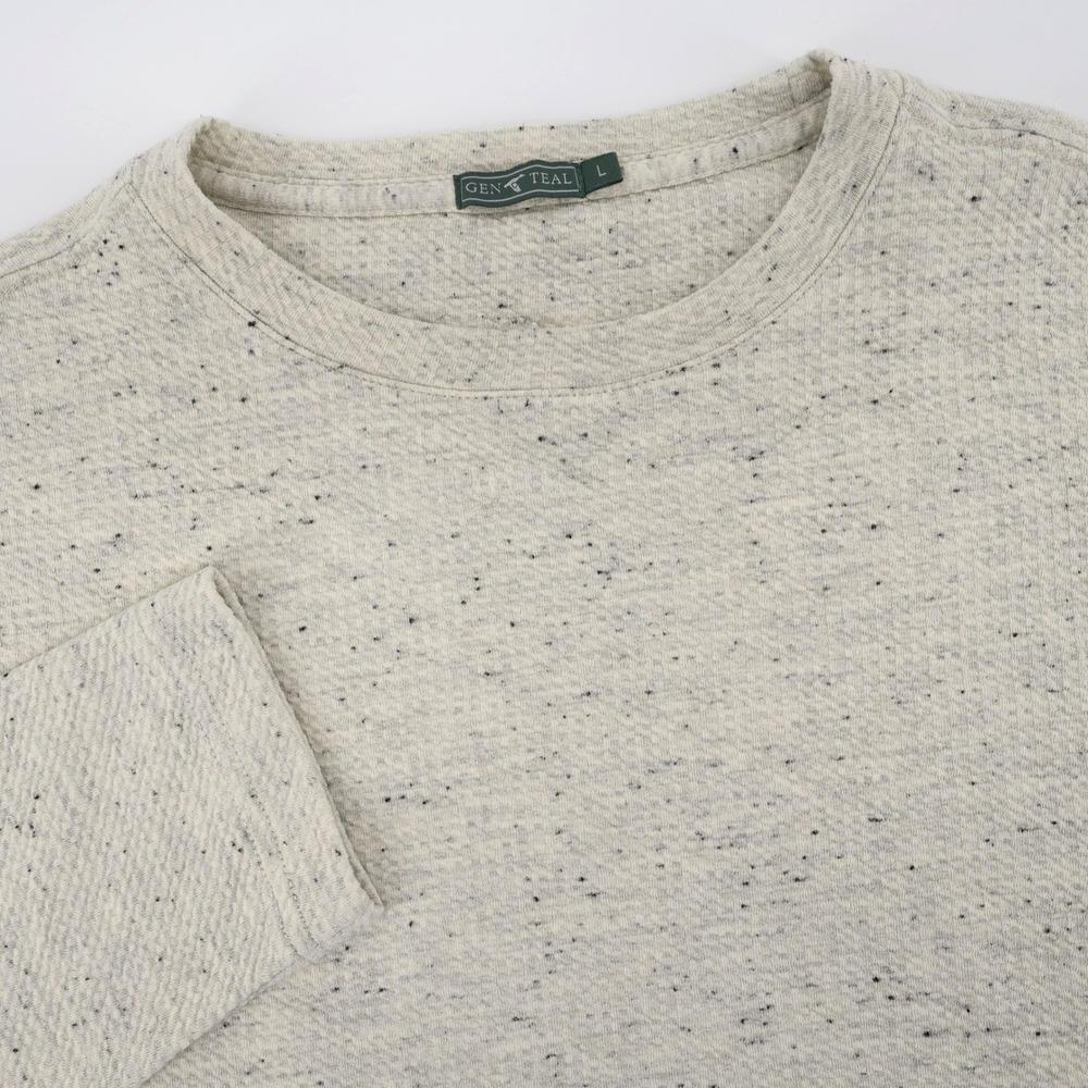 GenTeal McKay Textured Crewneck Shirt Heather Gray Tan Long Sleeve Mens Large